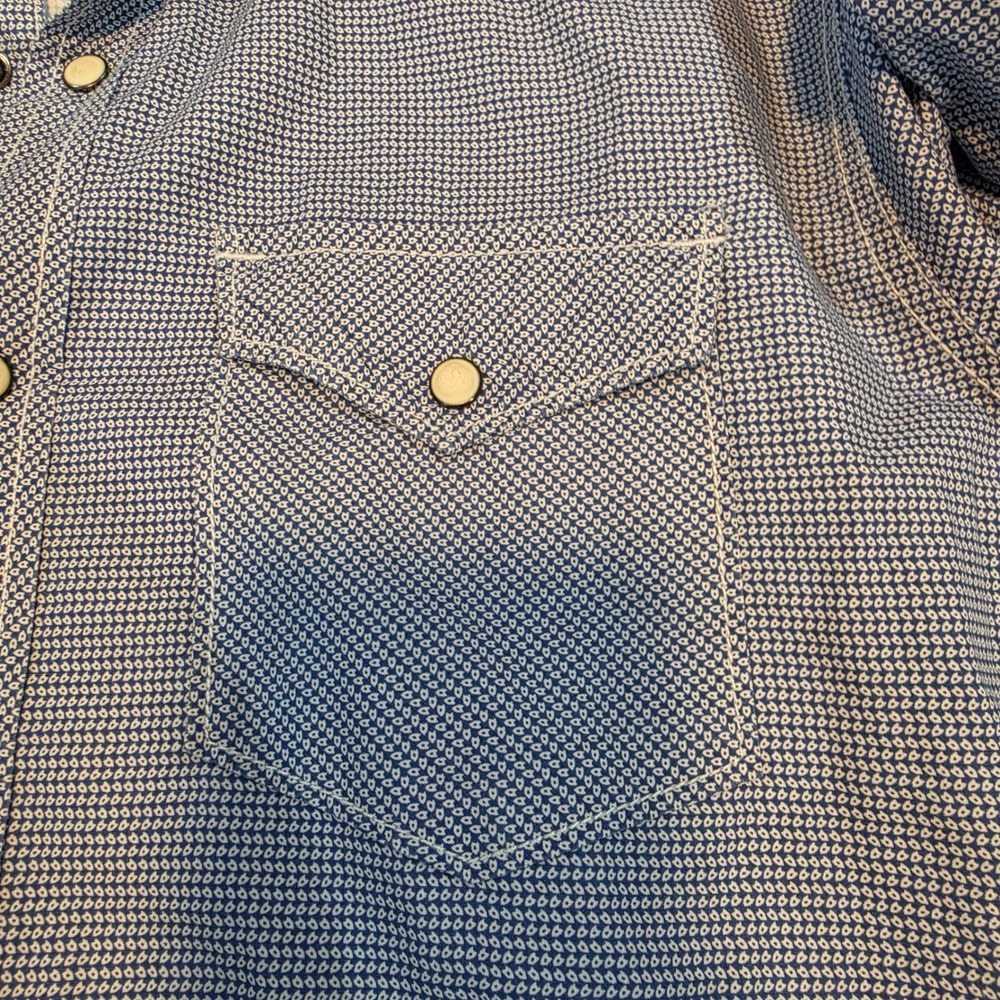 American Eagle Button Down Men Medium Blue Excellent Western Pearl Snap Shirt - Picture 7 of 10